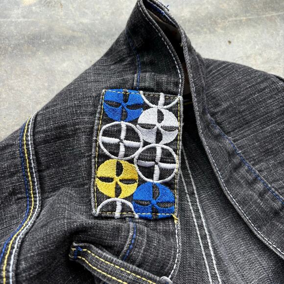 Crazy Vintage Baggy Wild Embroidered‎ Y2K Jeans - Picture 6 of 6